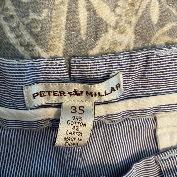 Peter Millar Preppy Flat Front Bermuda Shorts Striped Seersucker Golf 9" Size 35 - Picture 2 of 5